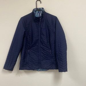 Marmot reversible jacket. Navy and blue Aztec print. Size medium.